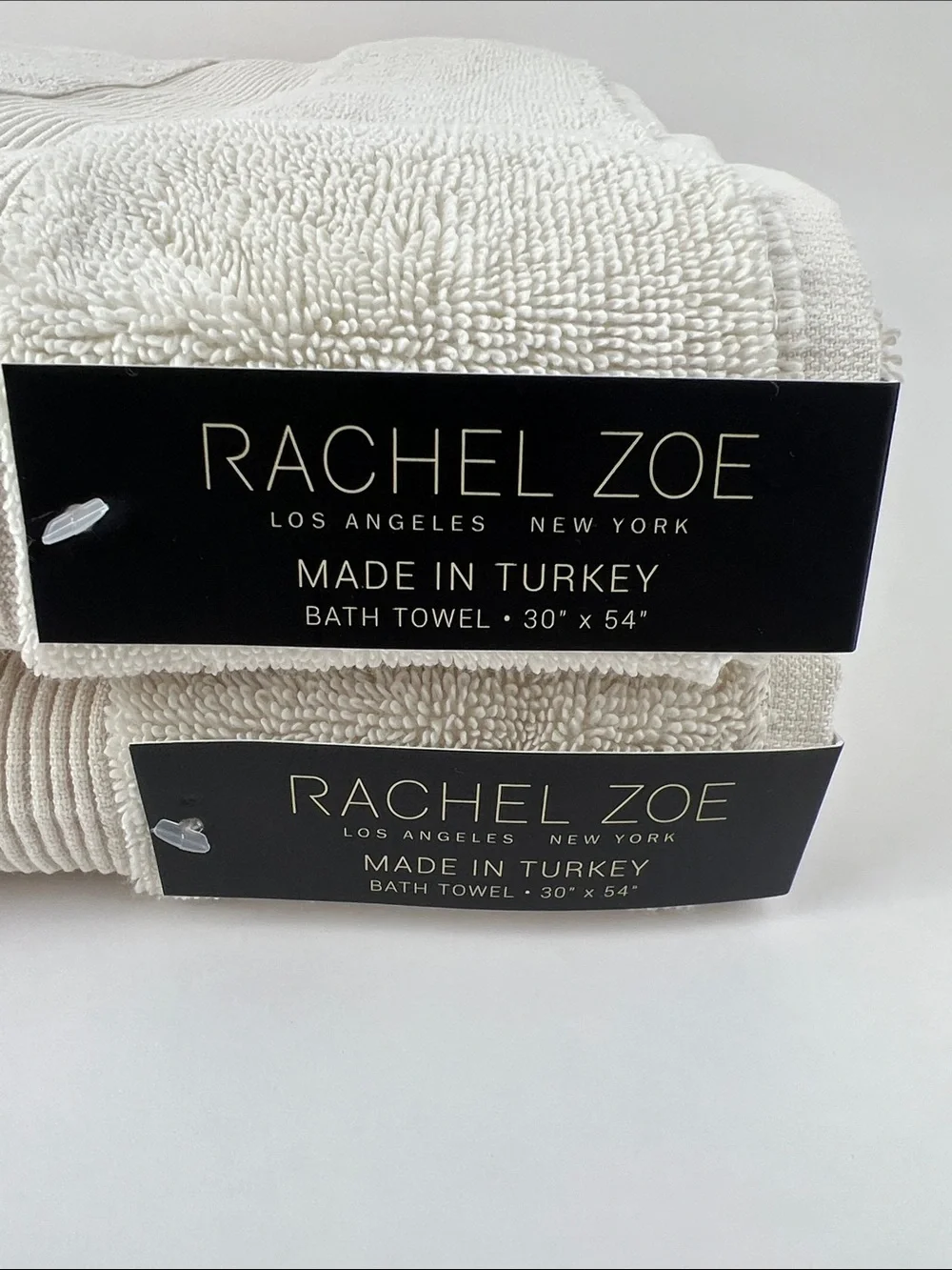 Rachel Zoe Bath Towels Cream Plush Soft 100% Cotton Made in Turkey 2 Pc NEW